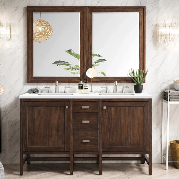 Addison 60" Double Vanity Cabinet in Mid-Century Acacia