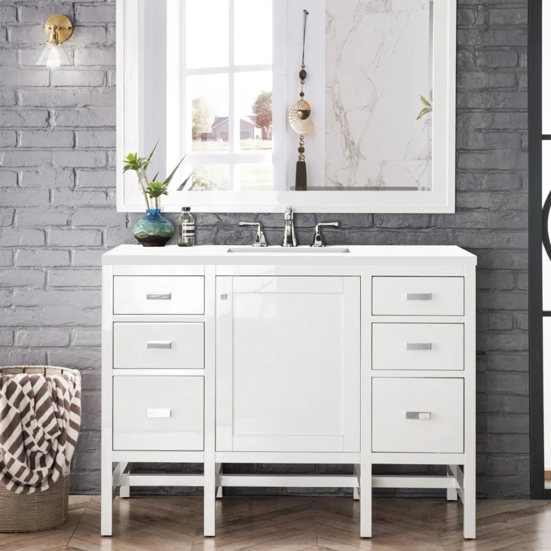 Addison 48" Single Vanity Cabinet in Glossy White
