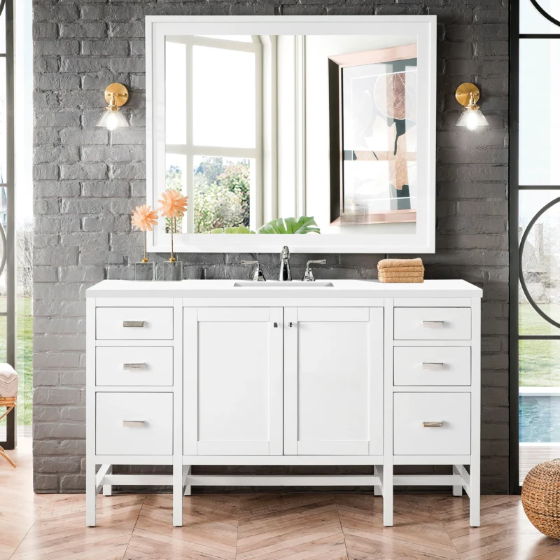 Addison 60" Single Vanity Cabinet in Glossy White