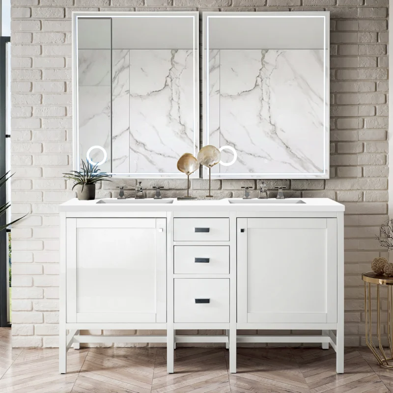 Addison 60" Double Vanity Cabinet in Glossy White