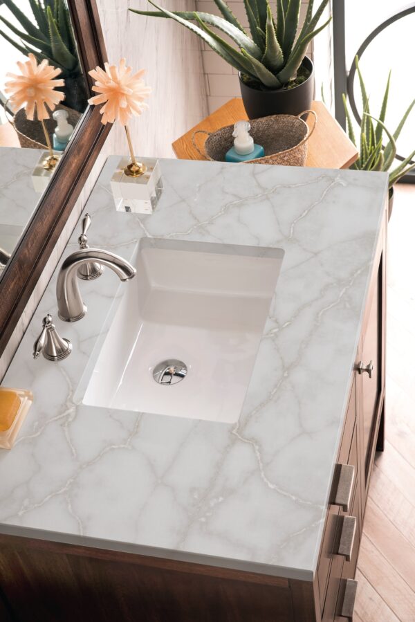 Addison 36 single vanity cabinet in mid century acacia single bathroom vanity james martin vanities victorian silver quartz 693799 scaled bathusa inc.