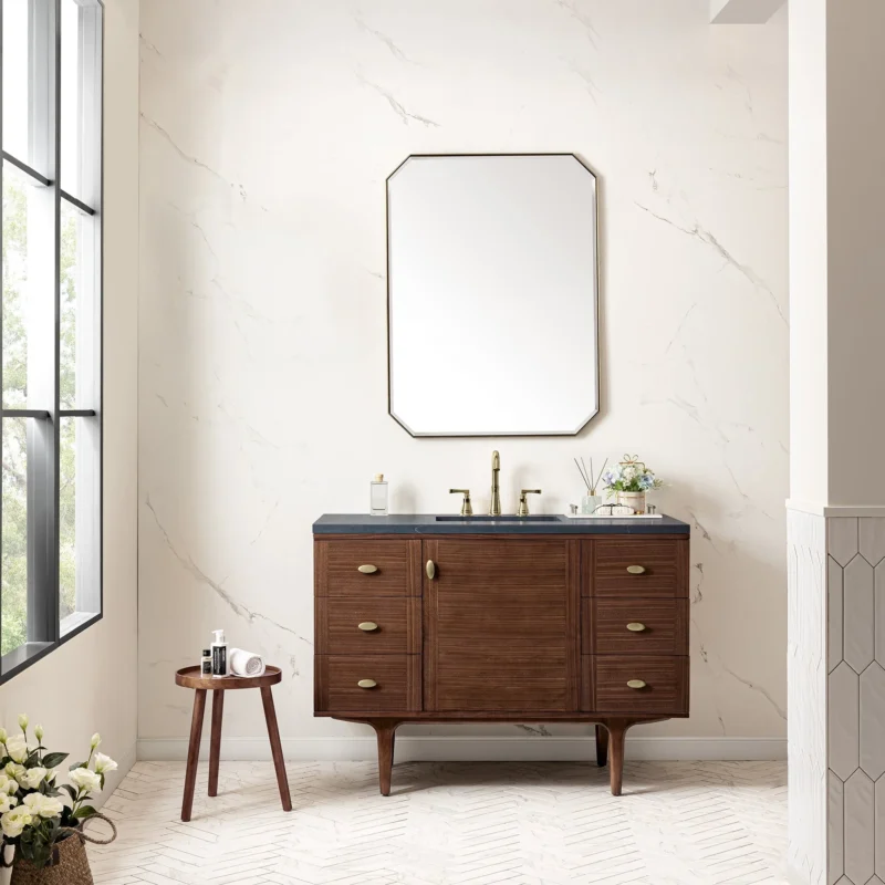 Amberly 48" single vanity in mid-century walnut