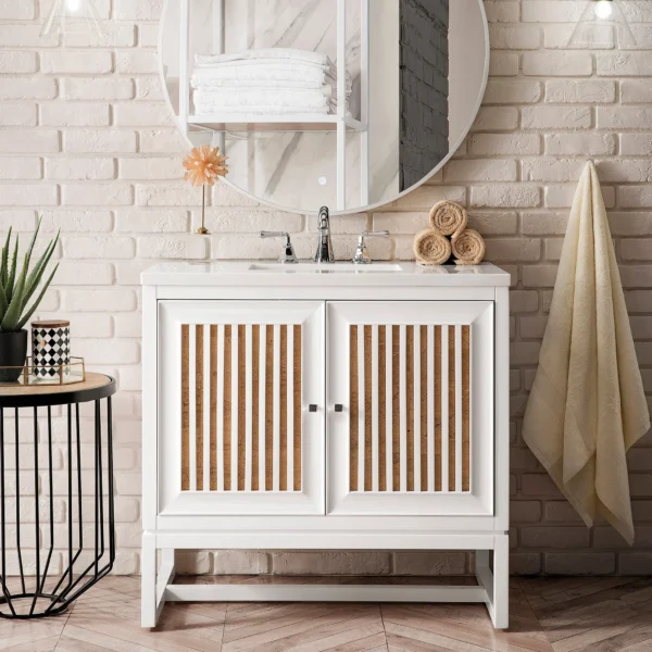 Athens 36" Single Vanity Cabinet, Glossy White