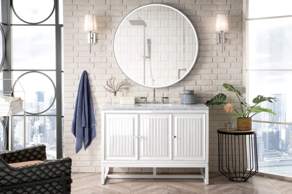 Athens 48" Single Vanity Cabinet, Glossy White