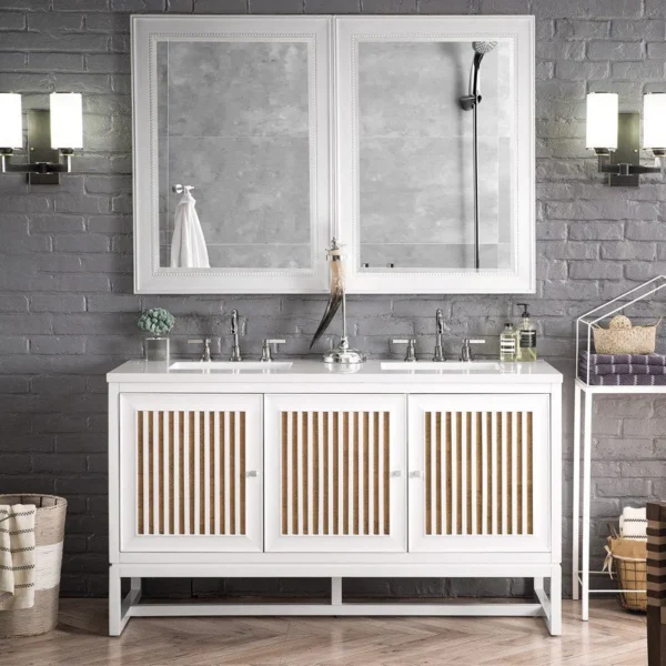 Athens 60" Double Vanity Cabinet, Glossy White