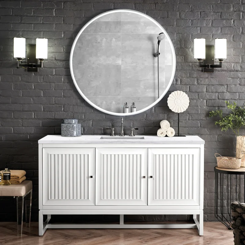 Athens 60" Single Vanity Cabinet , Glossy White