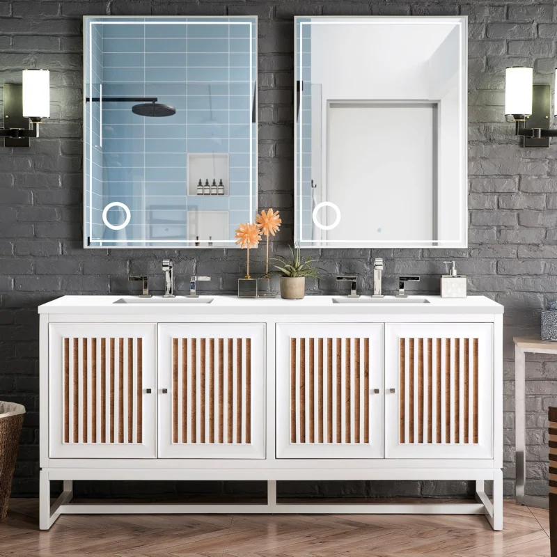 Athens 72" Double Vanity Cabinet, Glossy White
