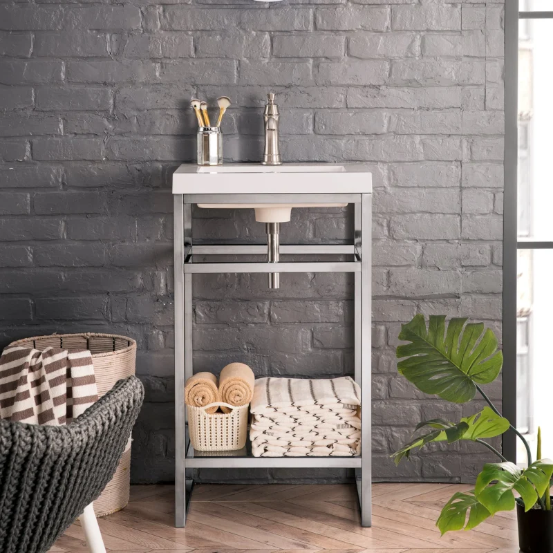Boston 20" Stainless Steel Sink Console Single Bathroom Vanity in Brushed Nickel