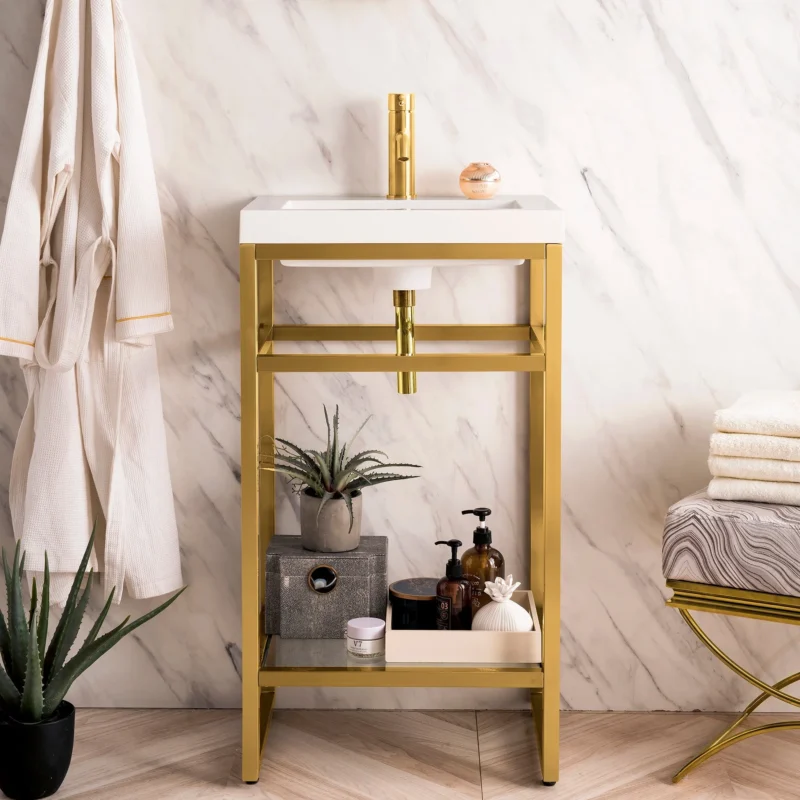 Boston 20" Stainless Steel Sink Console Single Bathroom Vanity in Radiant Gold