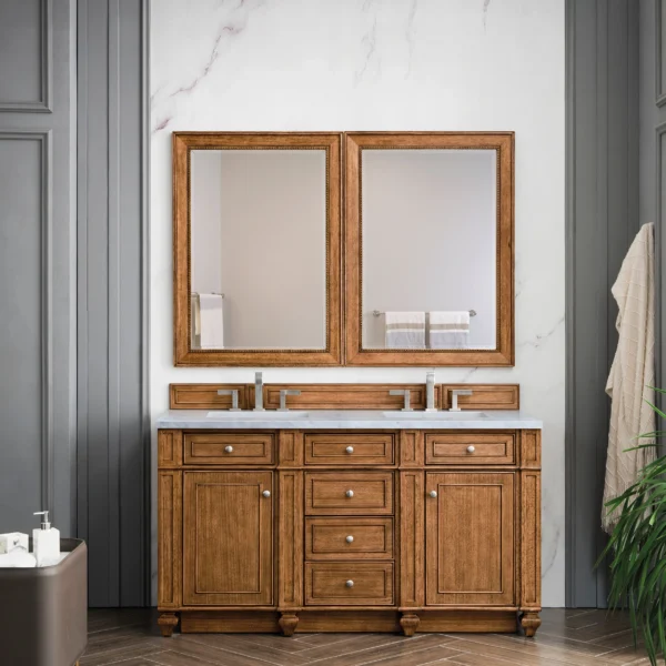 Bristol 60" Double Vanity in Saddle Brown