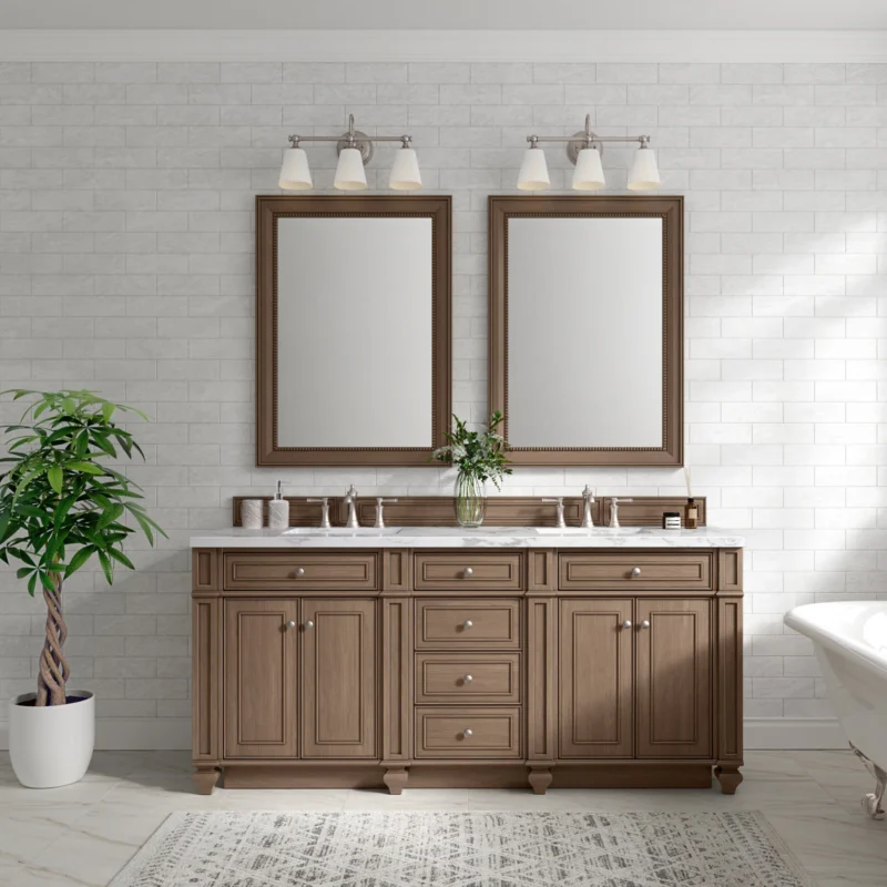 Bristol 72" double vanity in whitewashed walnut