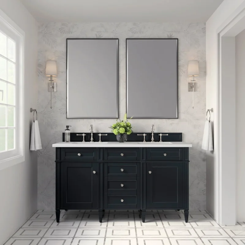 Brittany 60" Double Bathroom Vanity in Black Onyx
