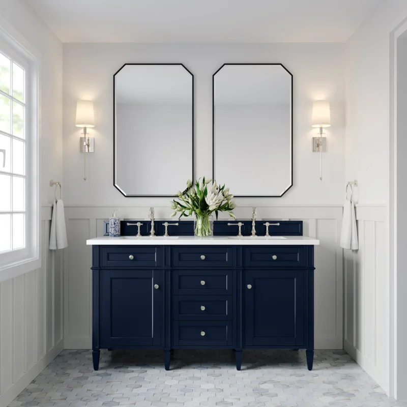 Brittany 60" Double Bathroom Vanity in Victory Blue