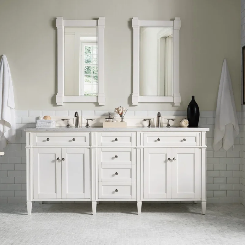 Brittany 72" Double Bathroom Vanity in Bright White