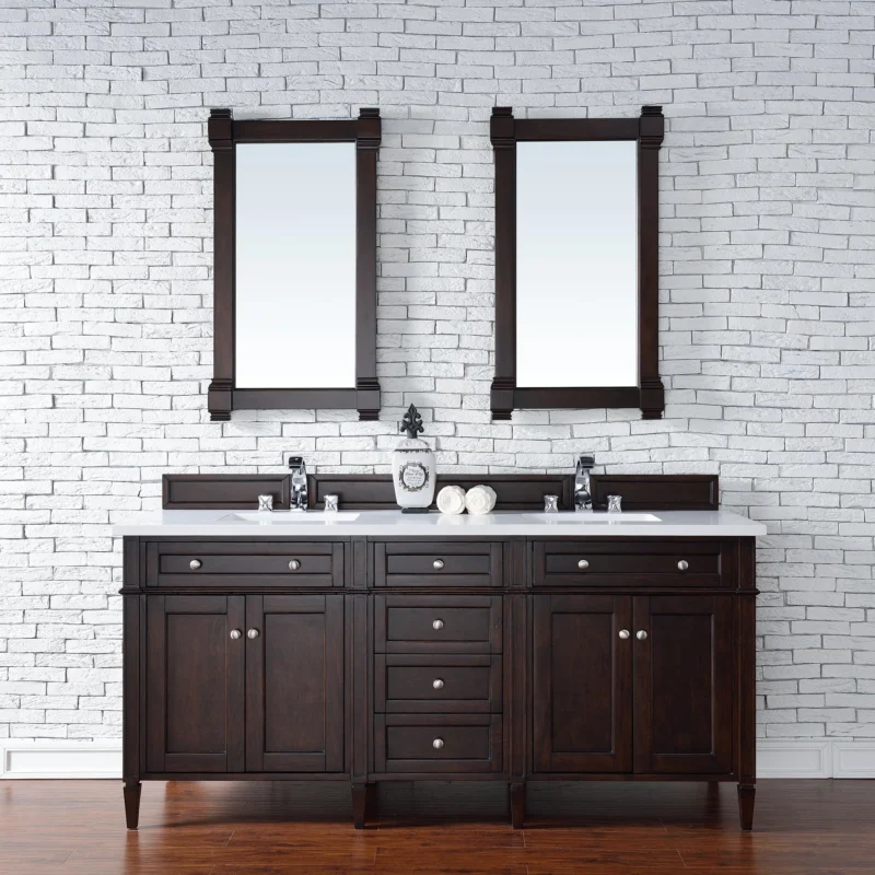 Brittany 72" Double Bathroom Vanity in Burnished Mahogany