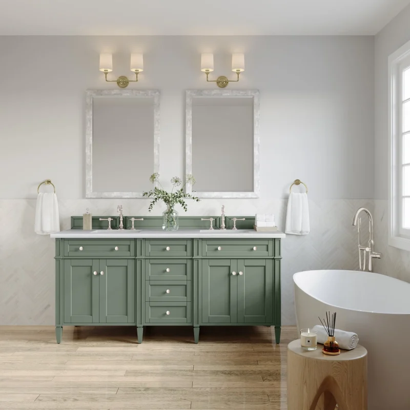 Brittany 72" Double Bathroom Vanity in Smokey Celadon