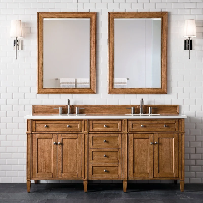 Brittany 72" Double Vanity Cabinet in Saddle Brown