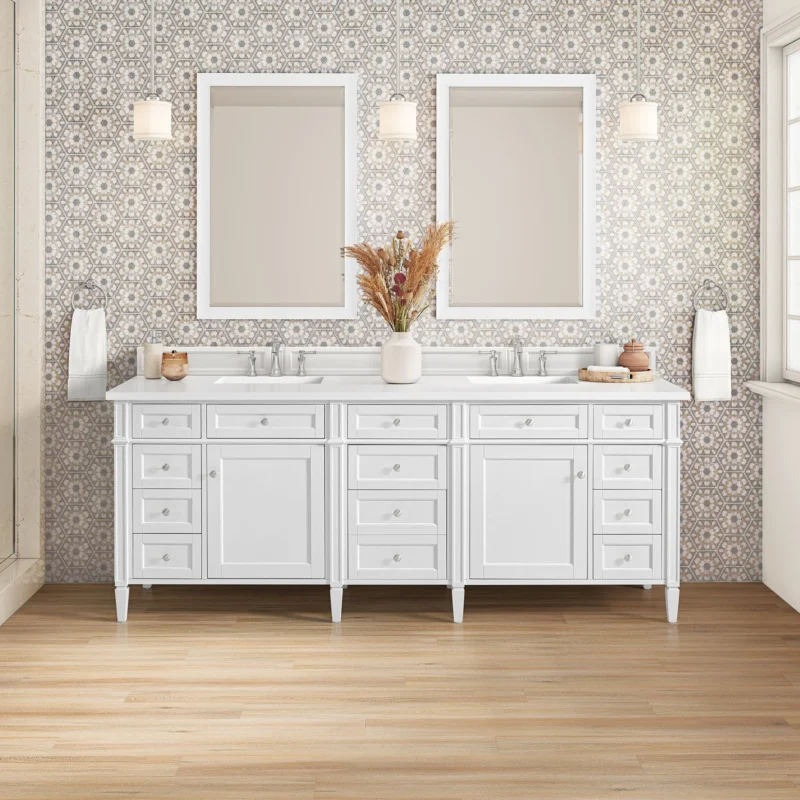 Brittany 84" Double Bathroom Vanity in Bright White