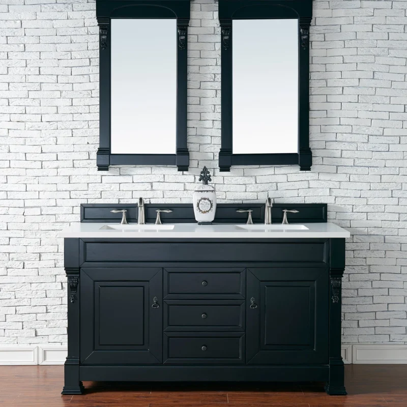 Brookfield 60" double bathroom vanity in antique black
