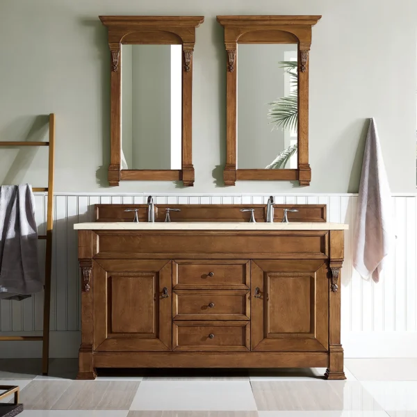 Brookfield 60" Double Bathroom Vanity in Country Oak