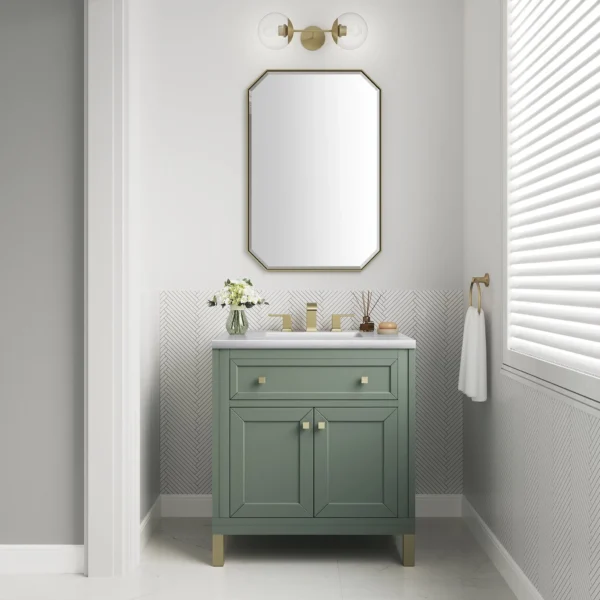 chicago 30 single bathroom vanity in smokey celadon single bathroom vanity james martin vanities 621720 BATHUSA, Inc.