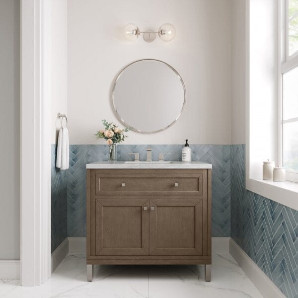 Chicago 36" Single Bathroom Vanity Whitewashed Walnut