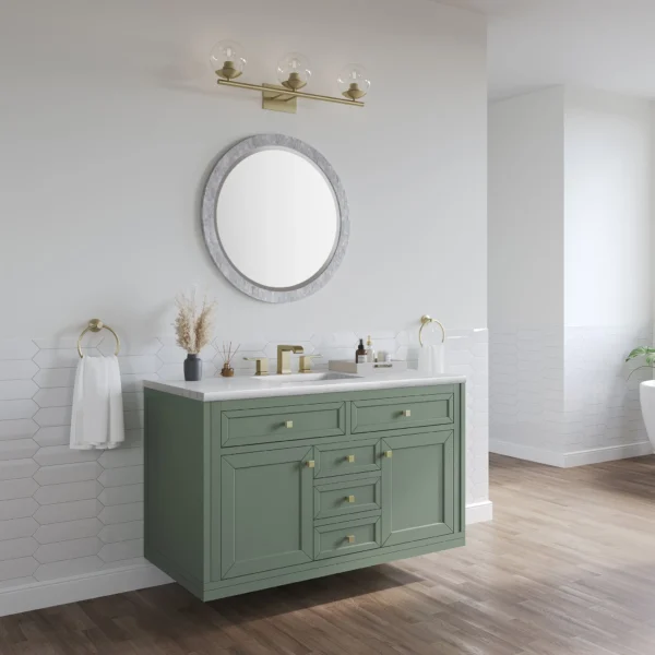 chicago 48 single bathroom vanity in smokey celadon single bathroom vanity james martin vanities 164877 BATHUSA, Inc.