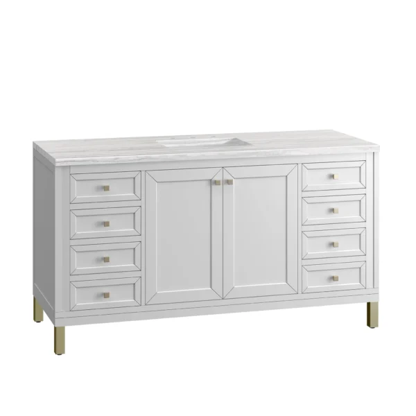 chicago 60 single bathroom vanity in glossy white single bathroom vanity james martin vanities 161623 BATHUSA, Inc.