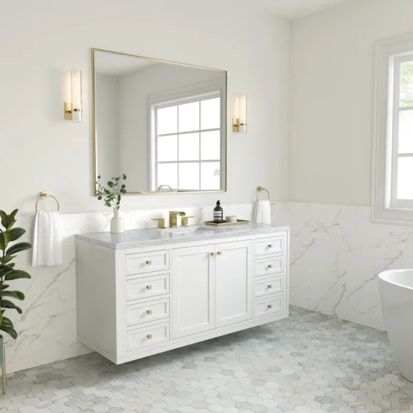 chicago 60 single bathroom vanity in glossy white single bathroom vanity james martin vanities 428981 BATHUSA, Inc.