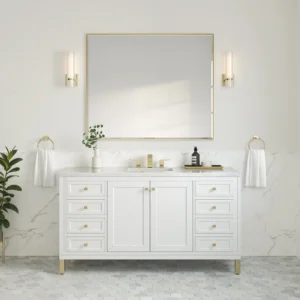 Chicago 60" Single Bathroom Vanity in Glossy White