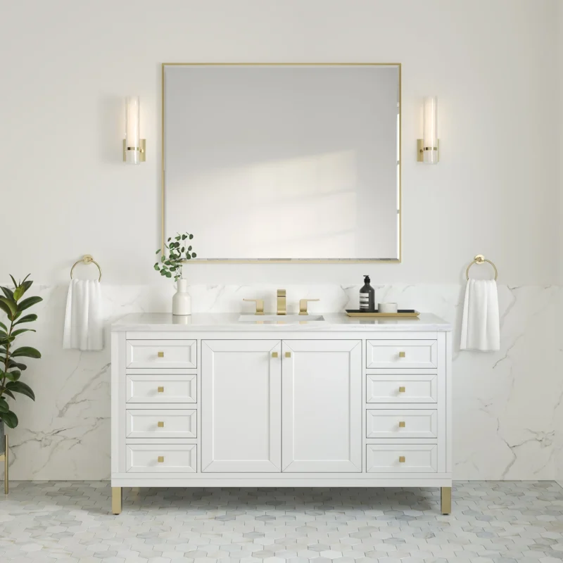 Chicago 60" Single Bathroom Vanity in Glossy White
