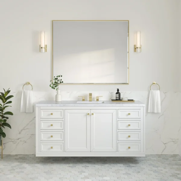 chicago 60 single bathroom vanity in glossy white single bathroom vanity james martin vanities 742079 BATHUSA, Inc.