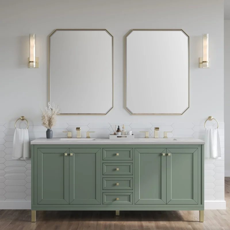 Chicago 72" Double Bathroom Vanity in Smokey Celadon