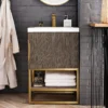 Columbia 24" Single Vanity Cabinet in Ash Gray with Radiant Gold Base