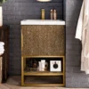 Columbia 24" Single Vanity Cabinet in Latte Oak with Radiant Gold Base