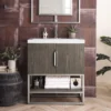 Columbia 31.5" Single Vanity Cabinet in Ash Gray with Brushed Nickel Base
