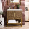 Columbia 31.5" Single Vanity Cabinet in Latte Oak with Radiant Gold Base