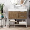 Columbia 36" Single Bathroom Vanity in Latte Oak with Brushed Nickel Base