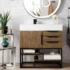 Columbia 36" Single Bathroom Vanity in Latte Oak with Matte Black Base