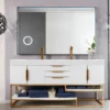 Columbia 72" Double Bathroom Vanity in Glossy White with Radiant Gold Base
