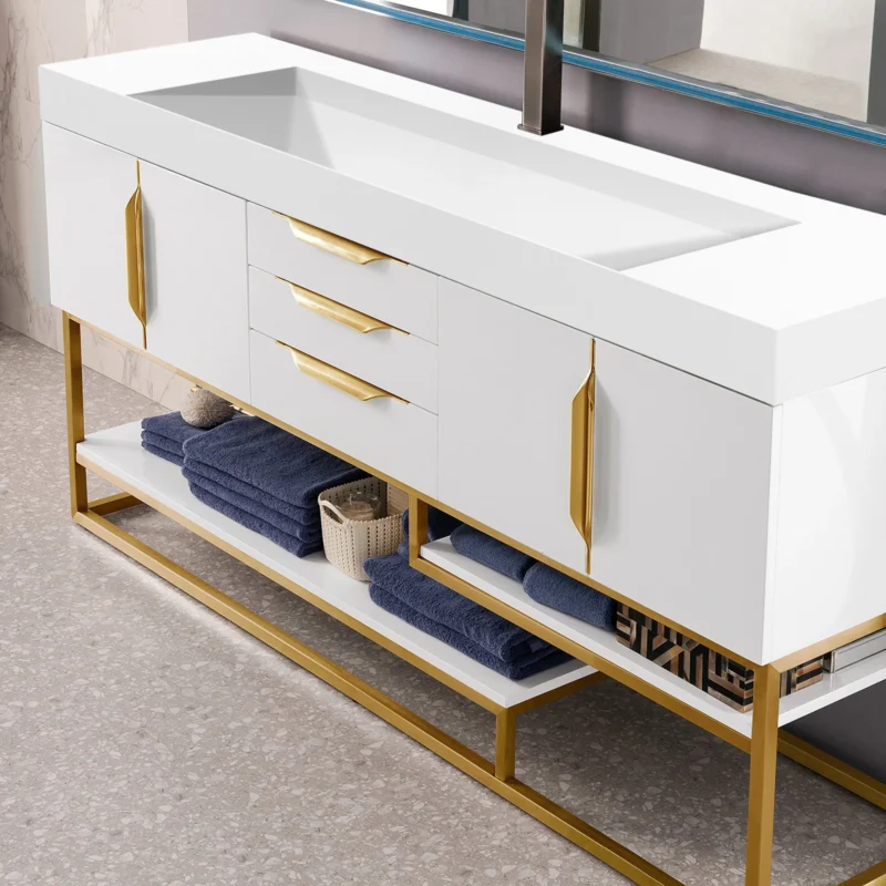 Columbia 72" Single Bathroom Vanity in Glossy White with Radiant Gold Base