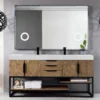 Columbia 72" Single Bathroom Vanity in Latte Oak with Matte Black Base