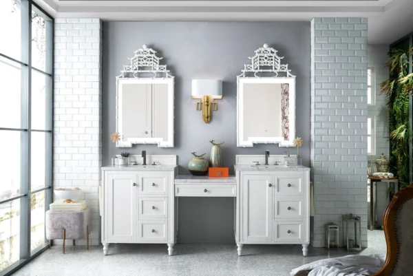 Copper Cove Encore 86" Double Bathroom Vanity, Bright White