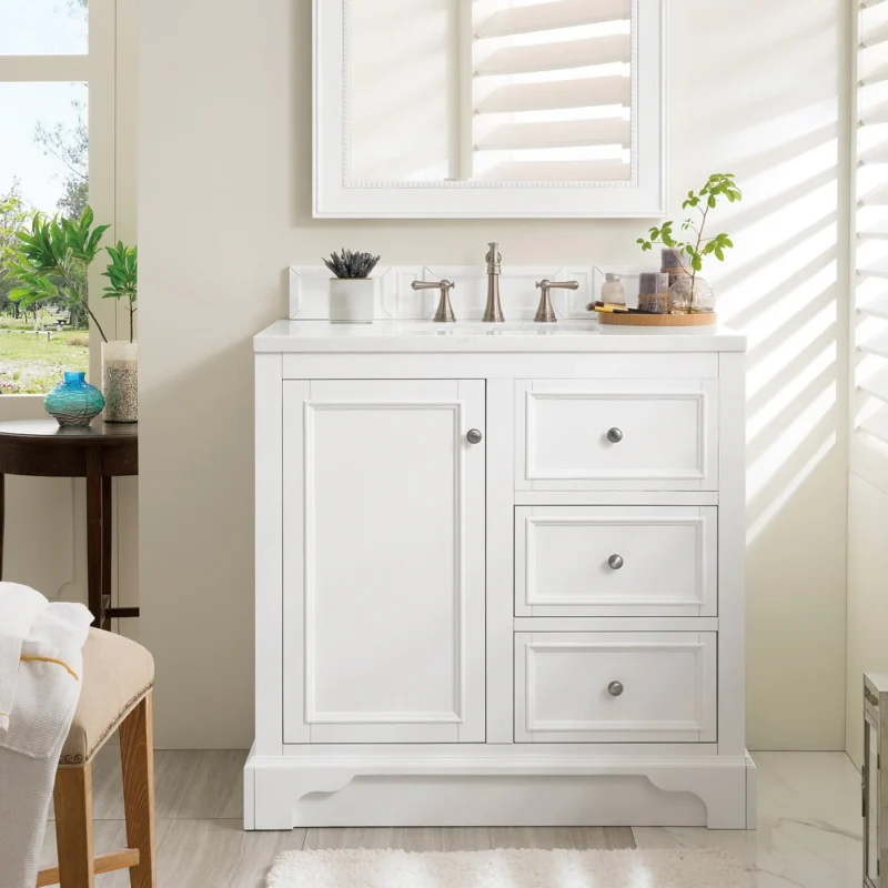 De soto 36" single bathroom vanity in bright white