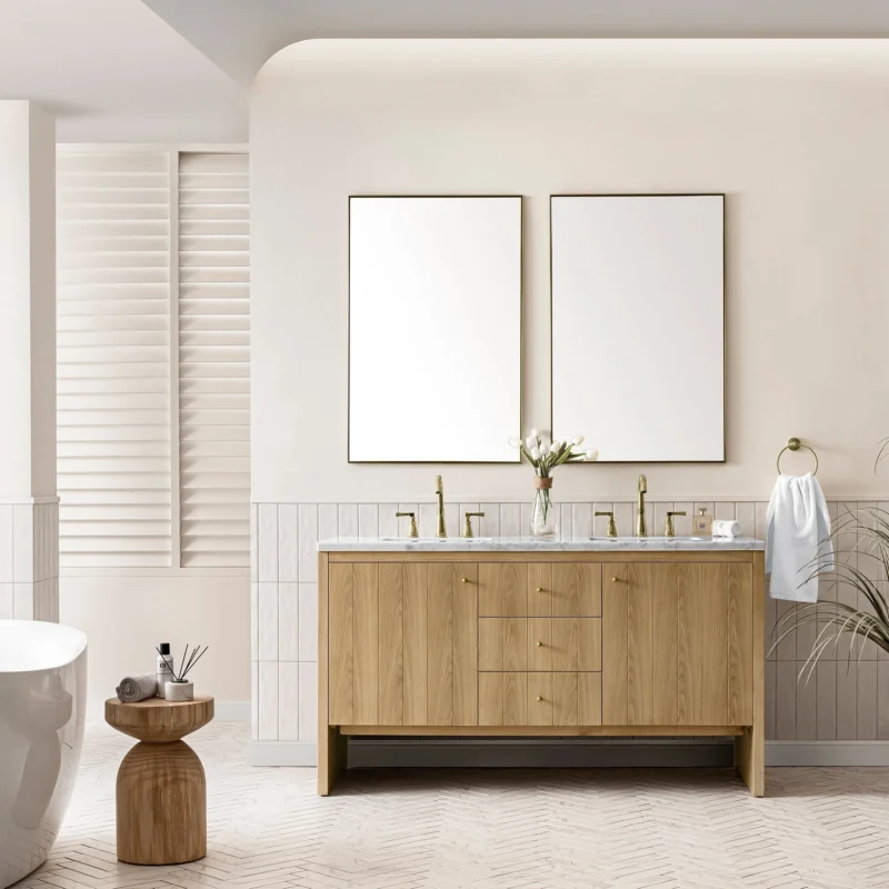 Hudson 60" Double Vanity in Light Natural Oak