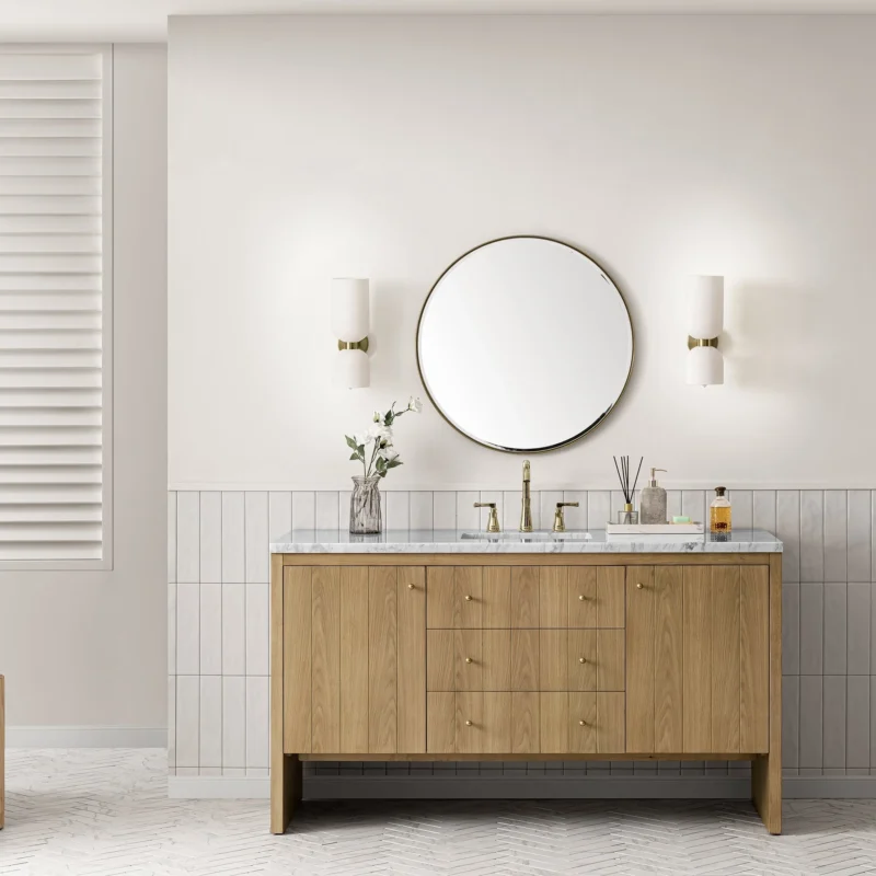 Hudson 60" Single Vanity in Light Natural Oak