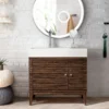 Linear 36" Single Bathroom Vanity in Mid-Century Walnut