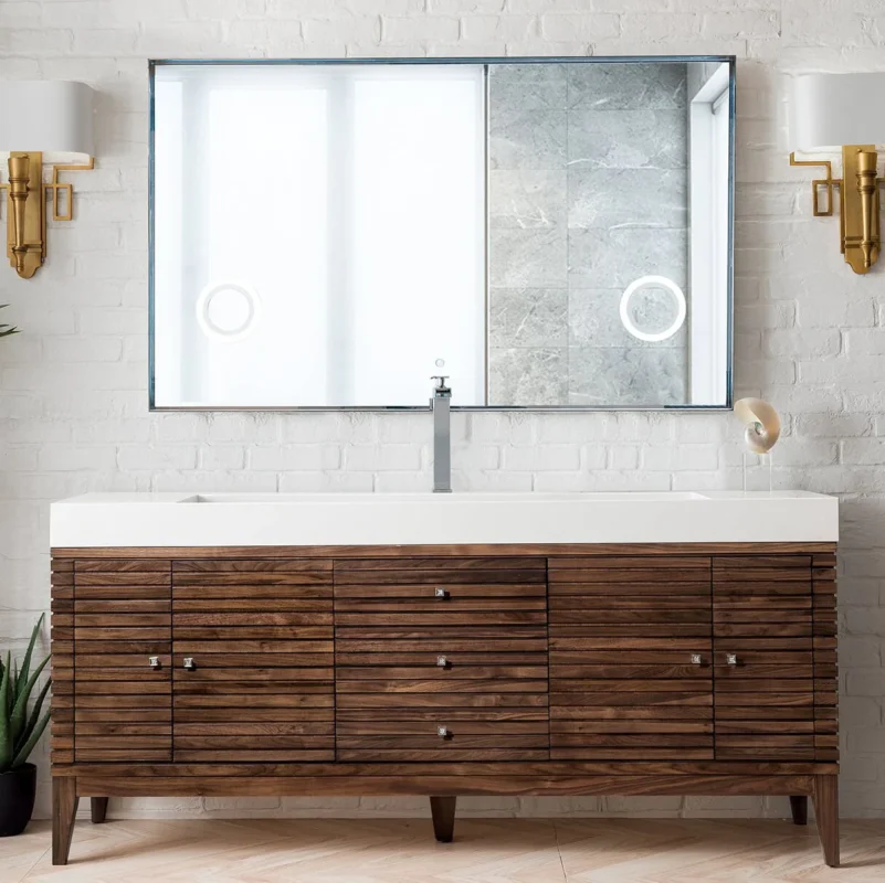 Linear 72" Single Bathroom Vanity in Mid-Century Walnut