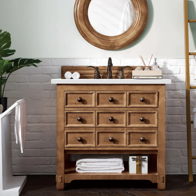 Malibu 36" Single Bathroom Vanity Cabinet, Honey Alder