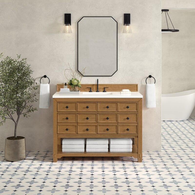 Malibu 48" Single Bathroom Vanity Cabinet, Honey Alder